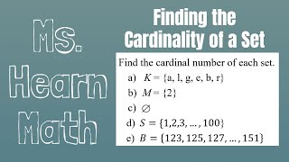 Set Theory Chapter Finding Cardinalities of Sets [upl. by Prentiss]