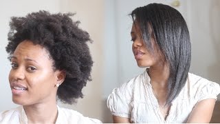 HOW TO Straighten 4C Natural Hair Tutorial No Blow Dryer Needed [upl. by Reldnahc]