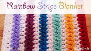 Easiest Crochet Blanket Scarf EVER Rainbow Stripes [upl. by Violet]