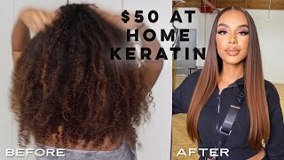 How to Use KERATIN TREATMENT at home to straighten natural hair [upl. by Dich]