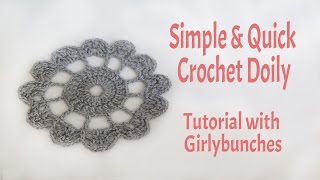 Simple and Quick Crochet Doily  Tutorial  Girlybunches [upl. by Noam731]