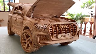 Wood Carving  Audi Q7 2021 New Model  Wooden Car [upl. by Trinidad860]