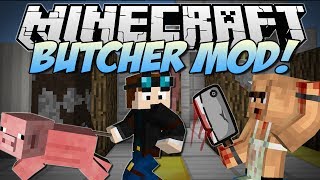 Minecraft  BUTCHER Meat Hooks Cleavers Barbecues amp More  Mod Showcase [upl. by Zeugirdor988]