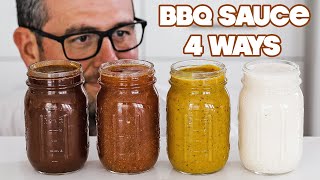 Making Homemade BBQ Sauce 4 Ways » Sweet  Vinegar  Mustard  White [upl. by Notsgnal]