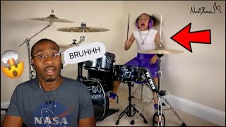 10 Year Old Female Drummer Nandi Bushell Challenges Dave Grohl to a Drum Battle 😬 [upl. by Susi]