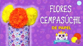 Como hacer Flores de Cempasúchil con Papel china o crepé 🏵  Día de muertos🕯 Partypop DIY🎉 [upl. by Landri]