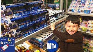 Johny Goes To NYC MTA Transit Museum For The NEW Articulated MTA Bus Toy [upl. by Orgell]