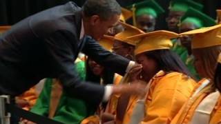 CNN Obama greets Memphis high school grads [upl. by Nauqat131]