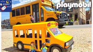 Playmobil School Bus Toy amp Real NYC School Bus Learning School Buses For Kids [upl. by Ahseyd]