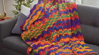 Crochet Vibrant Stripes Wave Throw  EASY  The Crochet Crowd [upl. by Yeldnarb]