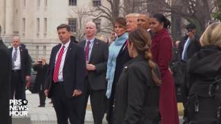 WATCH The Obamas and Bidens depart US Capitol [upl. by Taima]