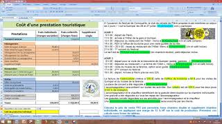 Calcul du coût dune prestation touristique [upl. by Aisirtap138]