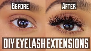 DIY PERMANENT AT HOME EYELASH EXTENSION APPLICATION [upl. by Scarlett]