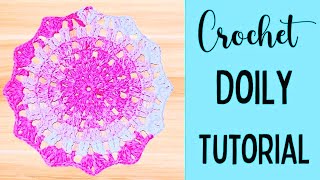 How to Crochet a Simple Doily  DIY Crochet Doilies [upl. by Illom]