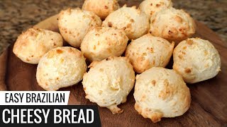 Brazilian CHEESY BREAD Recipe  aka Pão De Queijo  Easy Cheese Bread [upl. by Acireh933]