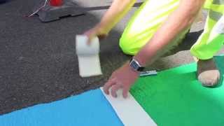 Cold plastic application with preformed thermoplastic road marking [upl. by Denni]