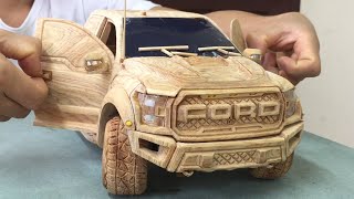 Wood Carving  Ford F150 RAPTOR 2020  Woodworking Art [upl. by Ahcsrop]