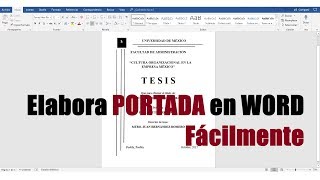 CÓMO HACER UNA PORTADA EN WORD FÁCILMENTE [upl. by Nalek]