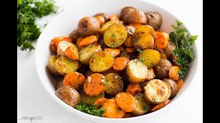 Garlic Butter Roasted Potatoes and Carrots  The Recipe Rebel [upl. by Linehan]