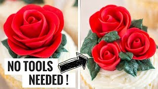 Easy Fondant Rose  No Tools Needed [upl. by Diad]