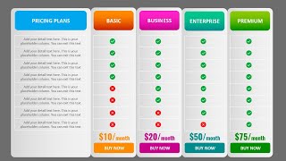 How to Create Pricing Table in PowerPoint  Pricing Plan [upl. by Rhonda]