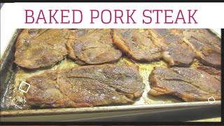 HOW TO MAKE OVEN BAKED PORK STEAK [upl. by Cerallua]