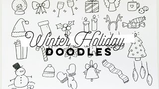 Simple Winter Holiday Doodles  Doodle with Me [upl. by Notsle667]