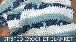 Crochet Blanket Striped Crochet Blanket  Beginner Tutorial [upl. by Brass]