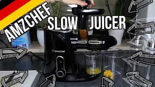 AMZCHEF Entsafter Slow Juicer leistungsstarker Entsafter für Obst und Gemüse TEST [upl. by Gassman]