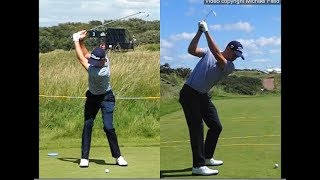 Justin Thomas golf swing  Long Iron faceon amp downtheline July 2017 [upl. by Martinsen]