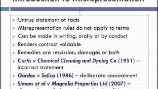 Misrepresentation Lecture 1 of 4 [upl. by El]