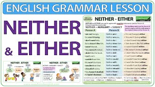 NEITHER  EITHER  English grammar lesson [upl. by Yrovi]