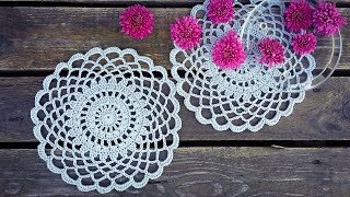 Simple Crochet Doily Tutorial Easy For Beginners [upl. by Nnylassej]