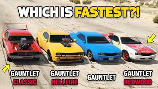 GTA 5 ONLINE  GAUNTLET CLASSIC VS GAUNTLET HELLFIRE VS GAUNTLET VS REDWOOD WHICH IS FASTEST [upl. by Ayekim]