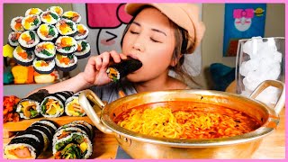 THE SPICIEST NOODLE SOUP IN THE WORLD  MY FAVORITE KIMBAP ROLLS l MUKBANG [upl. by Adlog]