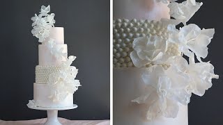 Wafer Paper Flowers  Wedding Cake Design  Cake Decorating Tutorial [upl. by Lurlene]