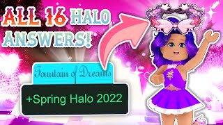 ALL 16 HALO ANSWERS To Win SPRING HALO 2022 Royale High Halo Answers 2022 [upl. by Hike122]